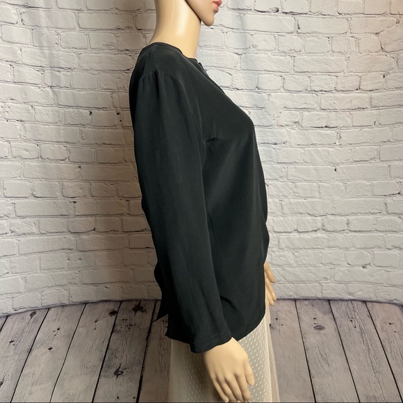 Joseph Ho Black Silk Back Buttons Blouse Size 8 - Picture 6 of 9